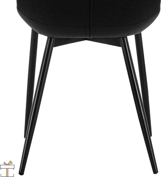 Happyment Luxe Eetkamerstoelen - Zwart - Fauteuils met armleuning - Woonkamerstoelen - Keukenstoelen - Kuipstoel - Linnen - Set van 2