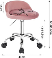 Luxe werkkruk - Op wielen - Roze - Zadelkruk - Kapperskruk - Tabouret draaikruk - Zonder rugleuning - Ergonomisch - Velvet