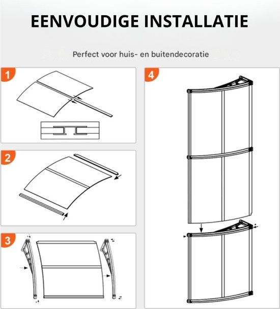 Happyment Raam Luifel - Deur luifel - UPF 50 - Polycarbonaat- Voordeur - Montagemateriaal