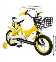 Kinder driewieler 17 inch - Met zijwieltjes en mand - Voor kinderen - Kinderfiets - Babyfiets - Peuterfiets - Geel- 1 tot 5 jaar