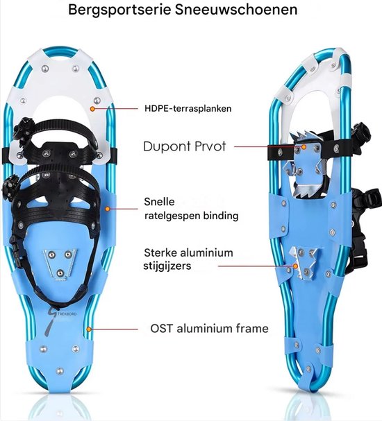 Sneeuwschoenen voor Heren, Dames & Jeugd - Maat 47-48 - Snowboots - Outdoorlaarzen - Lichtgewicht Aluminiumlegering met Trekkingstokken - Gemakkelijk te Dragen