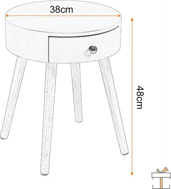 Bolt Edge Ladekast - Modern - Nachtkastje - Bureau - Wit - 38x38x48cm