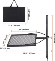 Draaibare Grill - 41x41cm - Staal - 6 kg Draagvermogen - Inclusief Draagtas - Zwart
