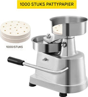 Happyment Hamburgerpers Deluxe - RVS - Hamburger maker - Grijs - Compact