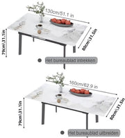 Eettafel Zenia - 4 tot 8 personen - Glossy jade - Uitschuifbaar - 130-160cm - Rechthoekig