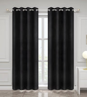 Gordijnen set - Zwart - Verduisterend - 140x245cm - Plooiband - Fluweel - Isolerend