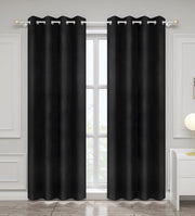 Happyment Gordijnen set Vida 2 stuks - zwart 140x225cm - Verduisterend - met Plooiband - Fluweel Isolerend