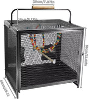 Metalen Vogelkooi - Voor Papegaaien en Parkieten - Reizen - Binnen - Met Hangmat, Zitstok en Reisdraagfunctie - 56 cm hoog met verwijderbaar blad