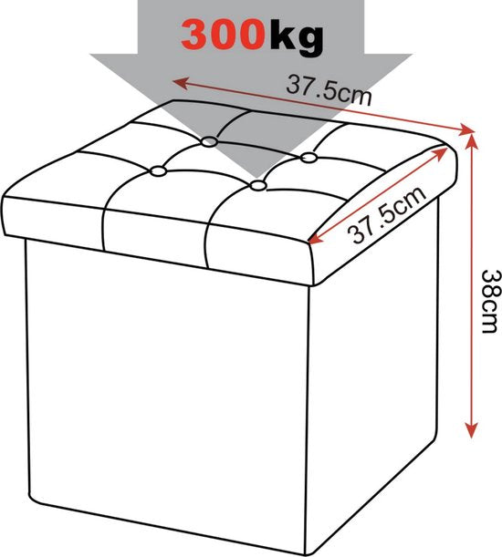 Bolt Edge Poef - Bruin Stof - Opbergbank Poef - Zitkist - Opbergbox - Hocker - 50x35x45cm