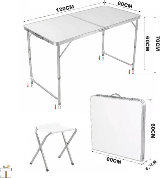 Bolt Edge Picknicktafel - 4 personen - Inklapbaar - Verstelbaar in hoogte - Geschikt voor camping