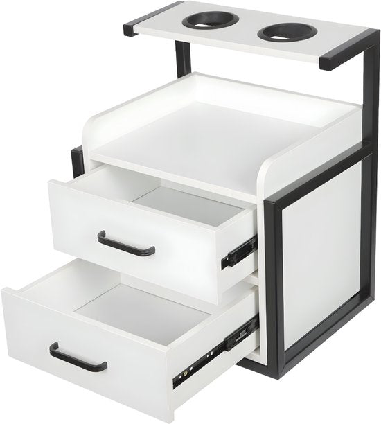 Wandkast - Hangkast - Muurkast - Opbergmeubel - Voor kapsalon - Opbergkast met wandmontage -Zwart/Wit