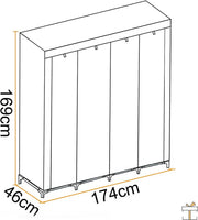 Happyment Opvouwbare Kledingkast Zuzu - Slaapkamer - Kledingrek - Garderobekast organizer - Grijs - 174X46X169cm