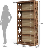 Boekenkast Zaro - Bruin - 6 Lagen - Boekenrek Opbergrek - Voor Slaapkamer, Woonkamer of Kantoor