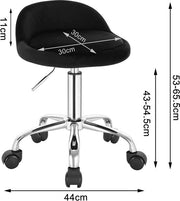 Luxe werkkruk - Op wielen - Zwart - Zadelkruk - Kapperskruk - Tabouret draaikruk - Zonder rugleuning - Ergonomisch - Velvet