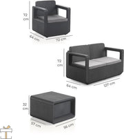 Happyment Luxe tuinset - 4 persoons - Loungeset tafel - Wasbare kussens - Tuinsets - Tuintafel met stoelen - Tuinmeubels