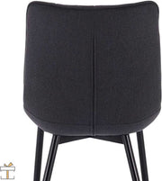 Happyment Luxe Eetkamerstoelen - Donkergrijs - Fauteuils met armleuning - Woonkamerstoelen - Keukenstoelen - Kuipstoel - Linnen - Set van 2
