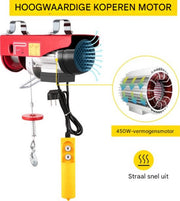 Elektrische hijskraan takel - Met afstandsbediening - Lier - Kabeltakel - 100/200KG - Garage lier - 12m hefhoogte