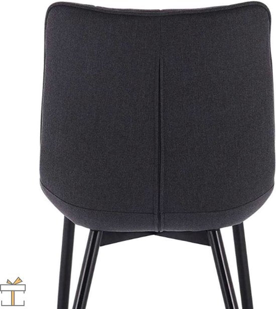 Eetkamerstoelen - Donkergrijs - Linnen - Met armleuning - Set van 2