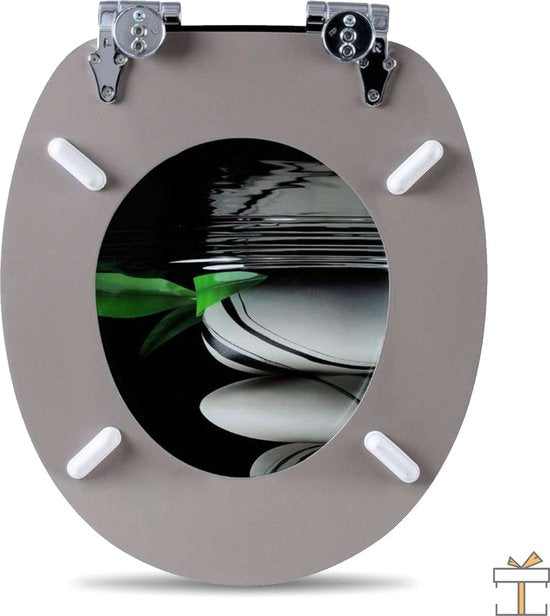 Happyment Antibacteriële Toiletbril - Met Softclose - Universeel - Toiletbrillen met kiezel print - WC Bril - Toiletzitting