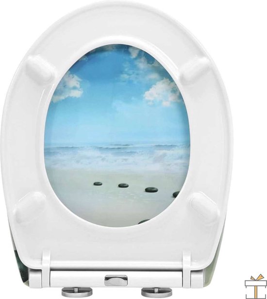 Toiletbril - Strand print - Antibacterieel - Softclose - Universeel ontwerp