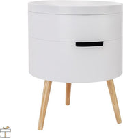 Happyment Ladekastje deluxe - Rond Nachtkastje - Slaapkamer - Bureau - Ladekast Hout - Wit - Kantoor - 38x38x49cm