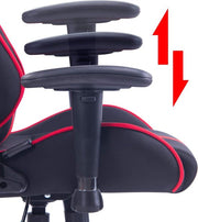 Happyment Gamestoel Diva - Stof - Met rugleuning en armleuning - In hoogte verstelbaar - Ergonomisch - Rood/Zwart
