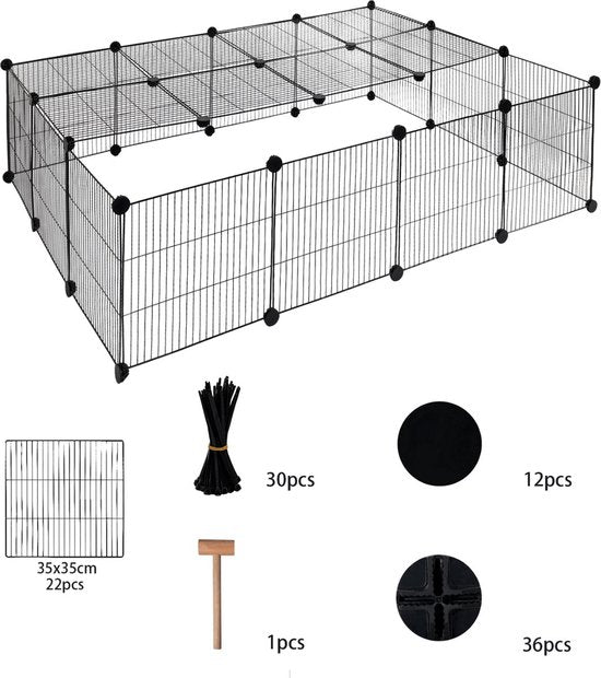 Dierenren - Extra hoog - Zwart - Verstelbaar - 70x70x105cm