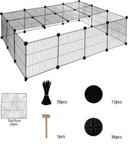 Happyment Dierenren Vida - Extra hoog - Knaagdierenren Ren - Verstelbaar - Konijnenren - Kippenren - Puppyren - Kattenren - Zwart - 70 x 70 x 105 cm