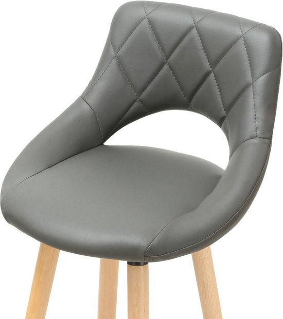 Barkruk Modern Hilton - Industrial - Grijs - Barkrukken set van 1 - Barstoel Kruk - Barstoelen met rugleuning - Keukenstoel - Kunstleer