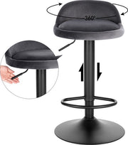 Barkrukken - Set van 2 - Grijs - Velvet - Ergonomisch - Verstelbaar in Hoogte - Zithoogte 61-82 cm