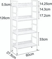 Happyment open boekenkast Bila - 4 planken - Voor kantoor - woonkamer - slaapkamer - 60 x 27.5 x 126 - industrieel ontwerp - vintage Wit/Oak