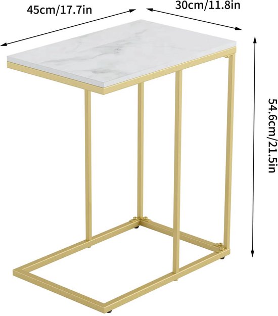 Salontafel Valora - Vierkante salontafel - Woonkamer - Marmerlook - Bijzettafel - Side table