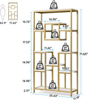 Boekenkast Burny - 180cm - Boekenrek Opbergrek - Stellingkast Metaal - Geschikt voor Woonkamer, Kantoor of Slaapkamer