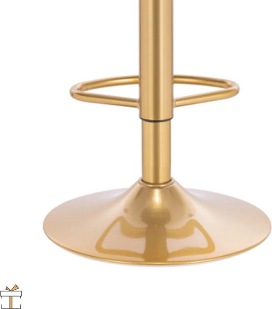 Barkruk - Zwart/goud - Velvet - Verstelbaar - Zonder rugleuning - 38x(61-82)cm