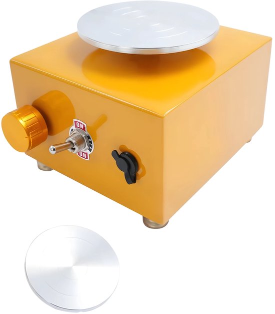 Mini pottenbakkersschijf - Draaischijf - Pottenbakken - Voor keramiek en klei - Elektrisch - Geel