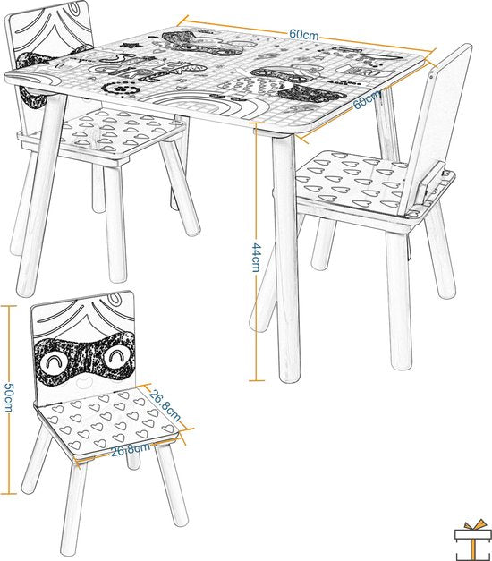 Happyment® Kindertafel en 2 Stoeltjes - Kindermeubel - Tafeltje - Speeltafel - kinderbureau - Black friday - Sinterklaas - Kerstcadeau - Roze