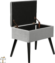 Bolt Edge Poef met Opbergruimte - Grijs - Zitkist - Voetenbank - Hocker - Praktisch & Luxe