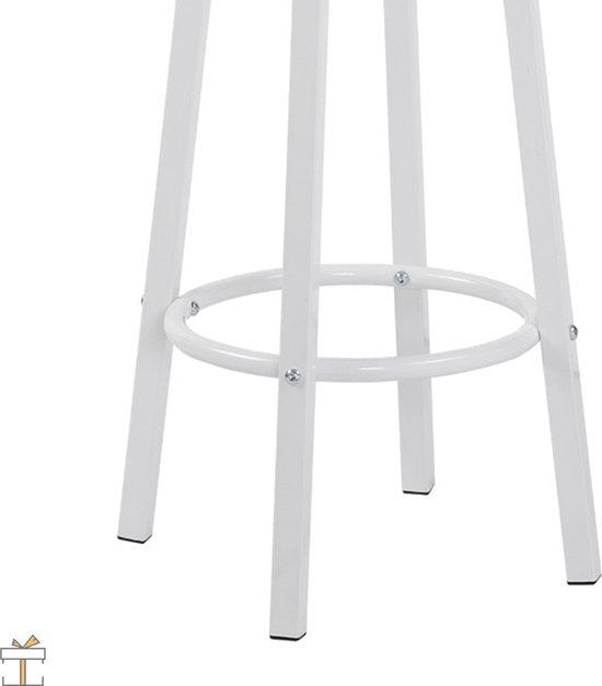 Happyment Barkruk deluxe - Set van 2 - Barkrukken zonder rugleuning - Wit - 30x30x72cm - Black friday - Kerstcadeau