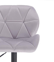Barkruk Comfy Lichtgrijs - Met rugleuning - Stevig- Velvet - Set van 1 - Keuken - Barstoelen ergonomisch - Verstelbaar in hoogte - Zithoogte 60-82cm