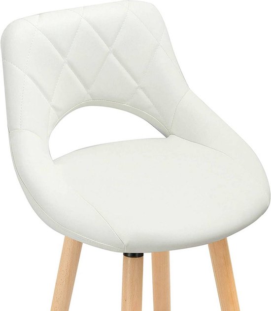 Barkruk Modern Hilton - Industrial - Wit - Barkrukken set van 1 - Barstoel Kruk - Barstoelen met rugleuning - Keukenstoel - Kunstleer