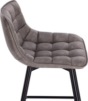 Barkruk Miso Industrial - Donkergrijs - Barkrukken set van 2 - Barstoel Kruk - Barstoelen met rugleuning - Keukenstoel - Kunstleer