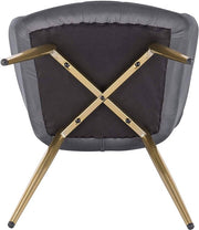 Happyment Stoel Nerio - Eetkamerstoel - Donkergrijs Velvet - Gouden Metalen poten - set van 1 - Zithoogte 47cm - deluxe