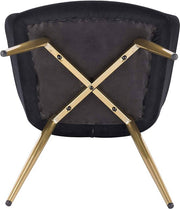 Happyment Stoel Ziva - Eetkamerstoel - Zwart Velvet - Gouden Metalen poten - set van 1 - Zithoogte 47cm - deluxe