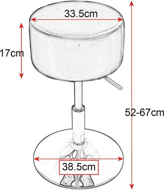 Ronde Barkruk Zizi - Met rugleuning - Ergonomische barstoel - Wit - Set van 1 - Keuken en bar - In hoogte verstelbaar - Zithoogte 52-67cm