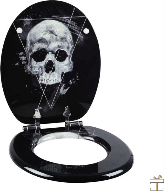 Happyment Antibacteriële Toiletbril Skull - Toiletbrillen - Met Softclose - Universeel - WC Bril – Toiletzitting