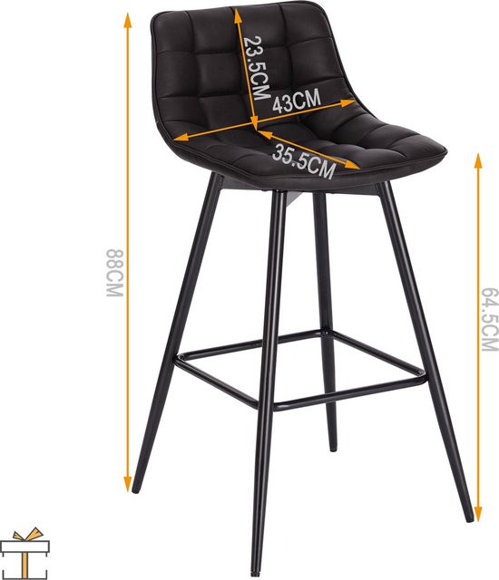 Leren Barkrukken - Bruin - Rugleuning - Ergonomisch - Set van 2 - Keuken