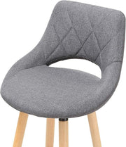 Barkruk - Industrial Design - Donkergrijs - Stoffen Barstoel met Rugleuning - Set van 1 - Keukenstoel