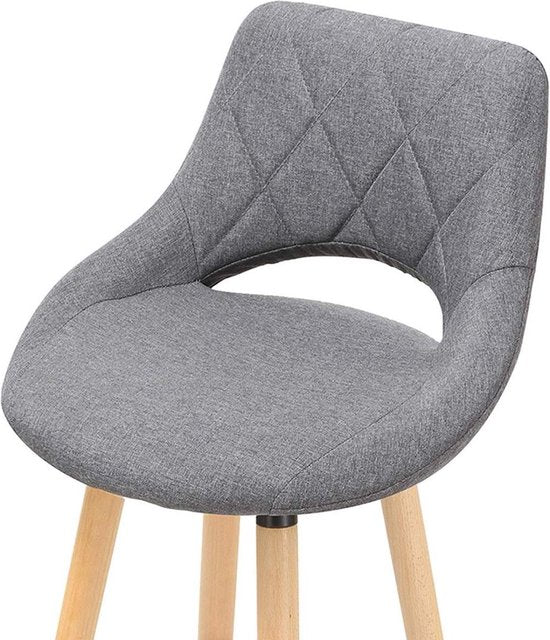 Barkruk - Industrial Design - Donkergrijs - Stoffen Barstoel met Rugleuning - Set van 1 - Keukenstoel