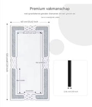 Wandspiegel Grandiose - Kristal Wandspiegel XL - Woonkamer & slaapkamer - Rechthoek - Staand of hangend - 90x60cm