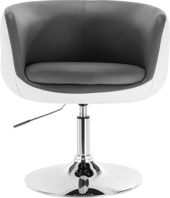 Barkruk Industrial Wit - Barkrukken set van 1 - Barstoel Kruk - Barstoelen met rugleuning - Keukenstoel - In hoogte verstelbaar - Kunstleer
